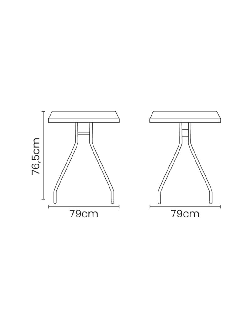 Mesa Quadrada Tramontina Zeta 79 cm em Polipropileno Grafite Pernas em Aço Carbono