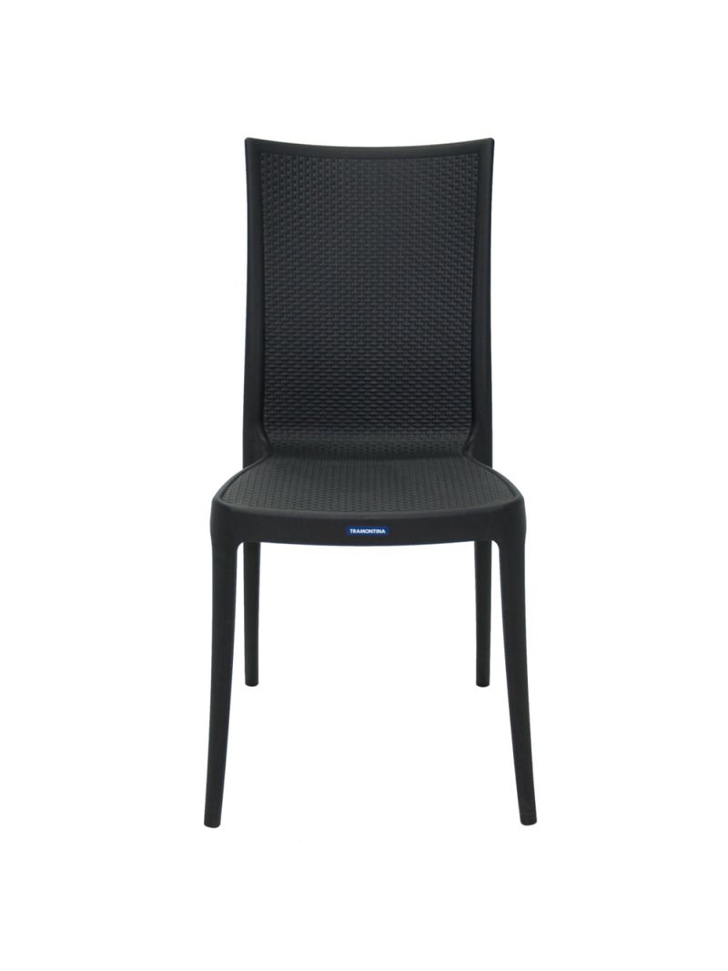 Cadeira Tramontina Laura Ratan Preta em Polipropileno e Fibra de Vidro