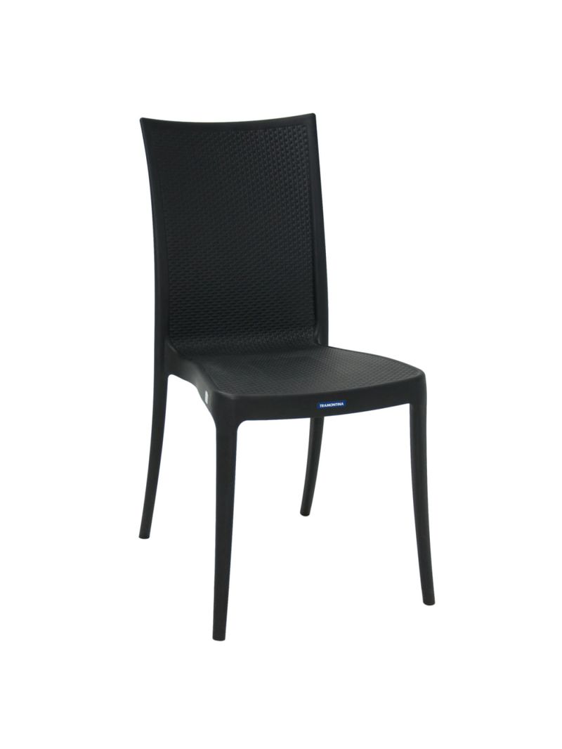 Cadeira Tramontina Laura Ratan Preta em Polipropileno e Fibra de Vidro