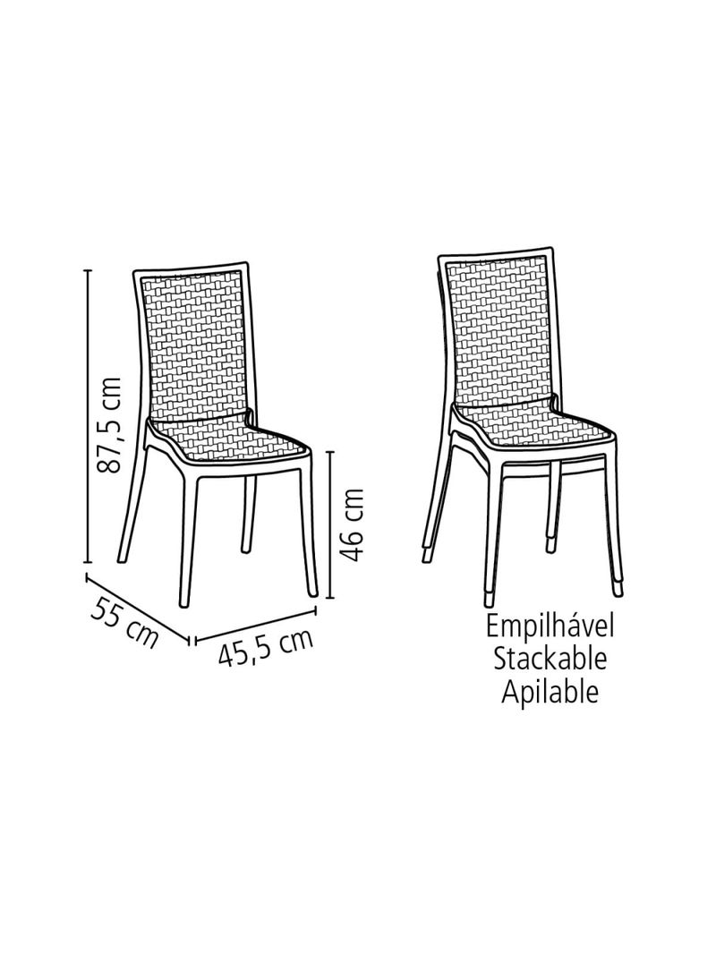 Cadeira Tramontina Laura Ratan Preta em Polipropileno e Fibra de Vidro