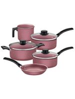 Jogo de Panelas Tramontina Turim 5 Peças em Alumínio Antiaderente Starflon Max Rosa