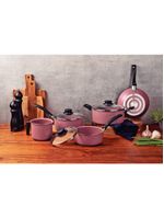 Jogo de Panelas Tramontina Turim 5 Peças em Alumínio Antiaderente Starflon Max Rosa