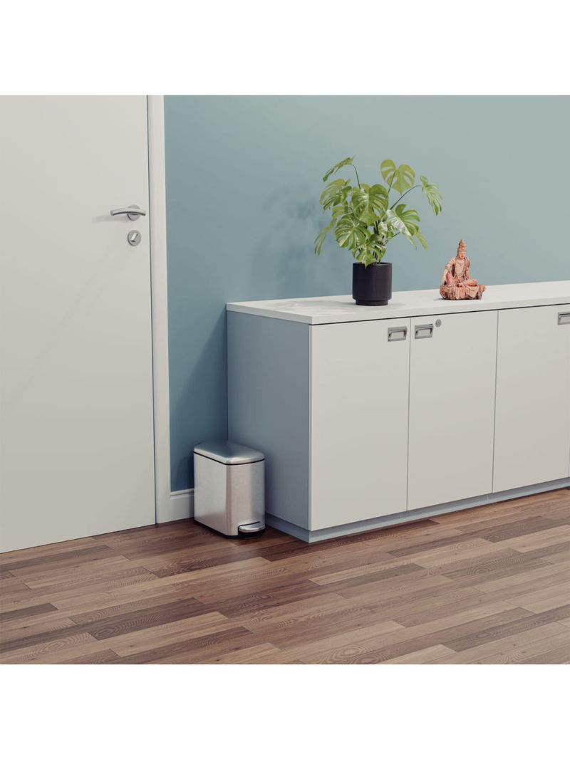 Lixeira Tramontina 6 Litros Tipo D Slim com Pedal em Aço Inox Scotch Brite