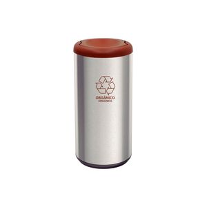 Lixeira Inox Tramontina Piemonte 40 Litros Scotch Brite e Tampa Basculante Marrom