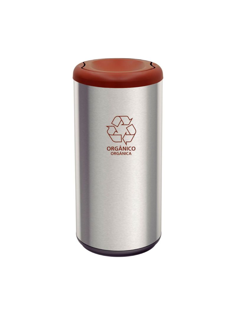 Lixeira Inox Tramontina Piemonte 40 Litros Scotch Brite e Tampa Basculante Marrom