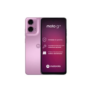 Smartphone Motorola Moto G24 Rosa 128GB, 4GB RAM, Tela de 6.6", Câmera Traseira Dupla, Áudio Dolby Atmos, Android 14