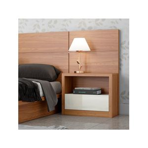 Mesa de Cabeceira em MDF 67 cm com 1 Gaveta TW140 Freijó/Off White Dalla Costa