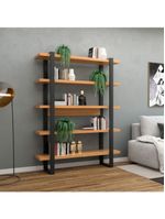 Estante para Livros 5 Prateleiras em MDF Freijó/Preto Fosco 135 x 29 x 175 cm F10 Dalla Costa