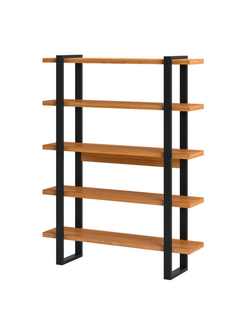 Estante para Livros 5 Prateleiras em MDF Freijó/Preto Fosco 135 x 29 x 175 cm F10 Dalla Costa