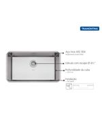 Cuba de Embutir Quadrum 70 U Tramontina 70 x 40 x 20 cm em Aço Inox Acetinado OUTLET