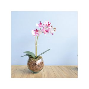 Arranjo de Orquídea Artificial Tigre no Vaso de Vidro| Formosinha