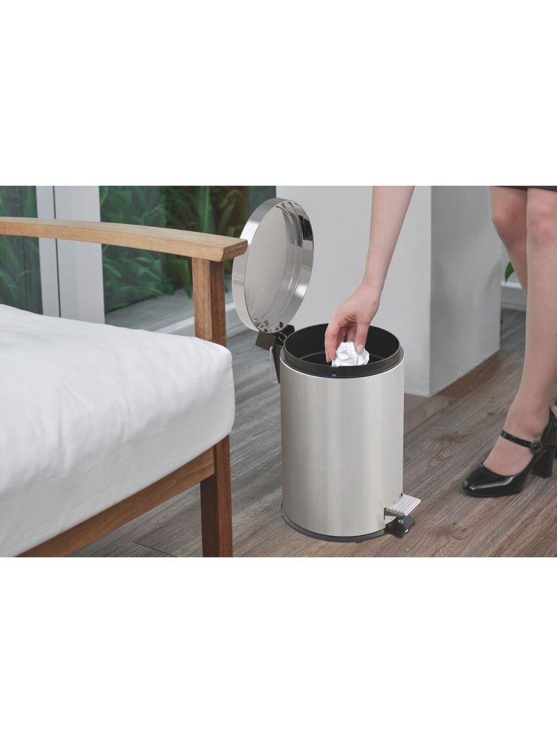Lixeira com Pedal 12 Litros Tramontina Brasil Plus Aço Inox Acetinado