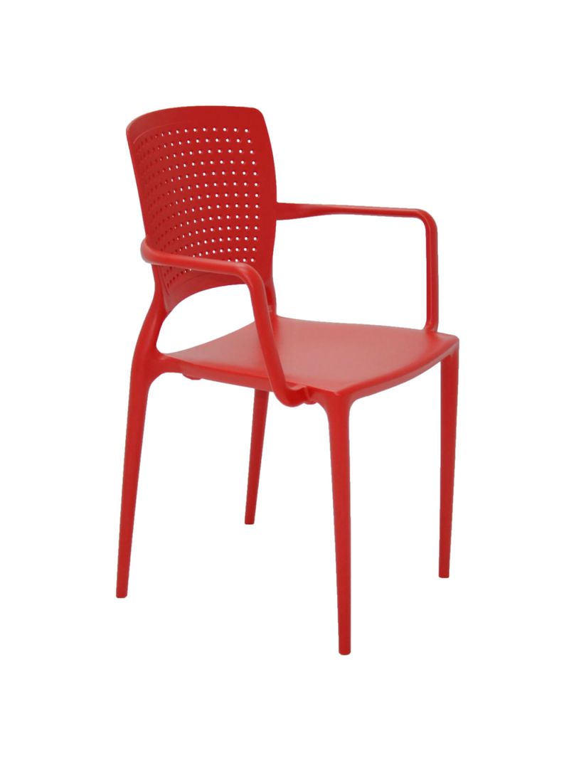Cadeira Tramontina Safira em Polipropileno e Fibra de Vidro Vermelho com Braços