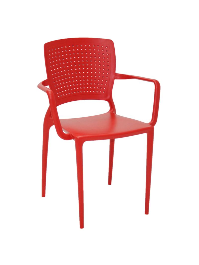 Cadeira Tramontina Safira em Polipropileno e Fibra de Vidro Vermelho com Braços