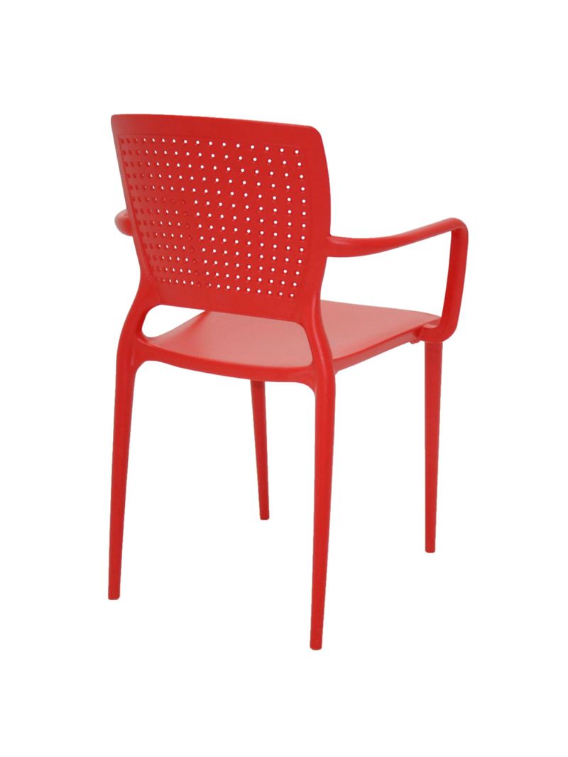 Cadeira Tramontina Safira em Polipropileno e Fibra de Vidro Vermelho com Braços