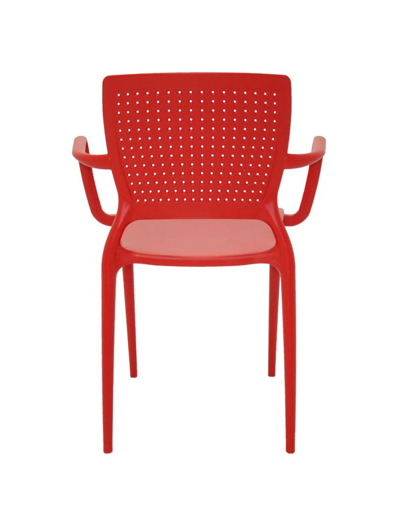 Cadeira Tramontina Safira em Polipropileno e Fibra de Vidro Vermelho com Braços