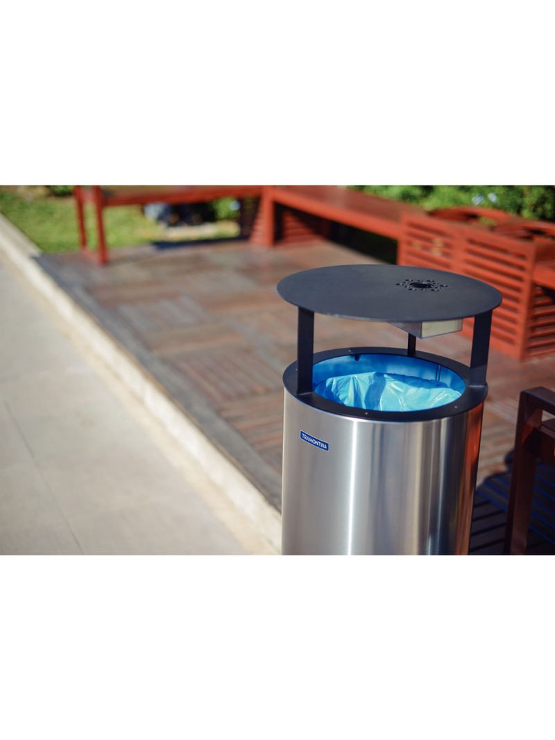 Lixeira Tramontina Messina 65 Litros em Aço Inox Acetinado