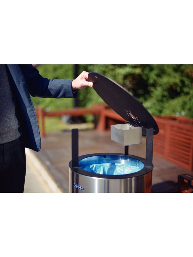 Lixeira Tramontina Messina 65 Litros em Aço Inox Acetinado