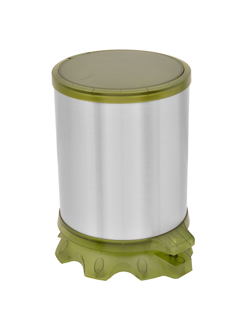 Lixeira Inox Tramontina Sofie Inox Acetinado e Detalhes em Plástico Translúcido Verde com Pedal 5 L