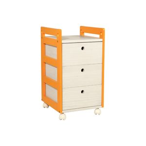 Gaveteiro Infantil Ninos 3 Gavetas com Rodízios Tramontina 36x38x65 cm Madeira Branco Laranja