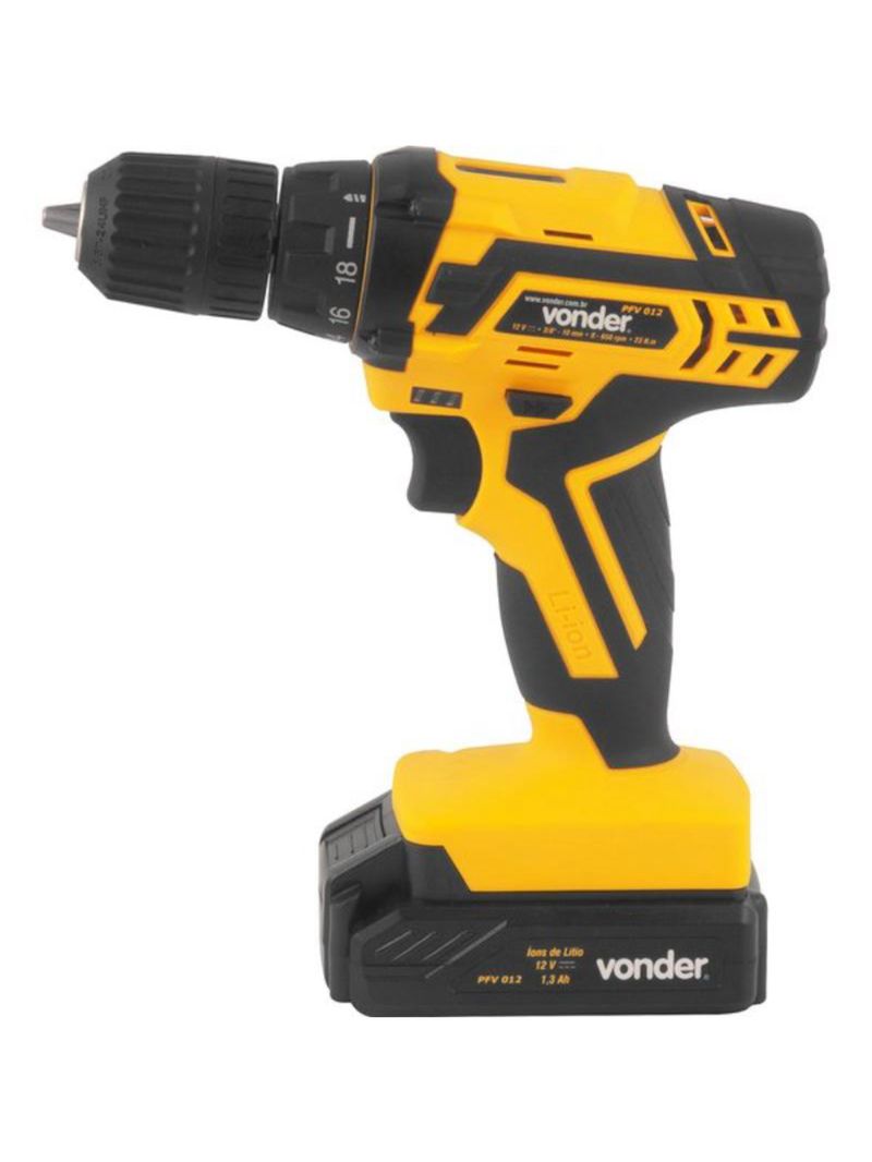 Furadeira e Parafusadeira à Bateria 12V BIVOLT PFV 012 com Kit de Brocas e Bits VONDER