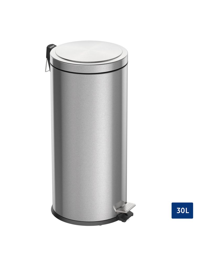 Lixeira com Pedal Tramontina Brasil Plus 30 Litros em Aço Inox Acetinado