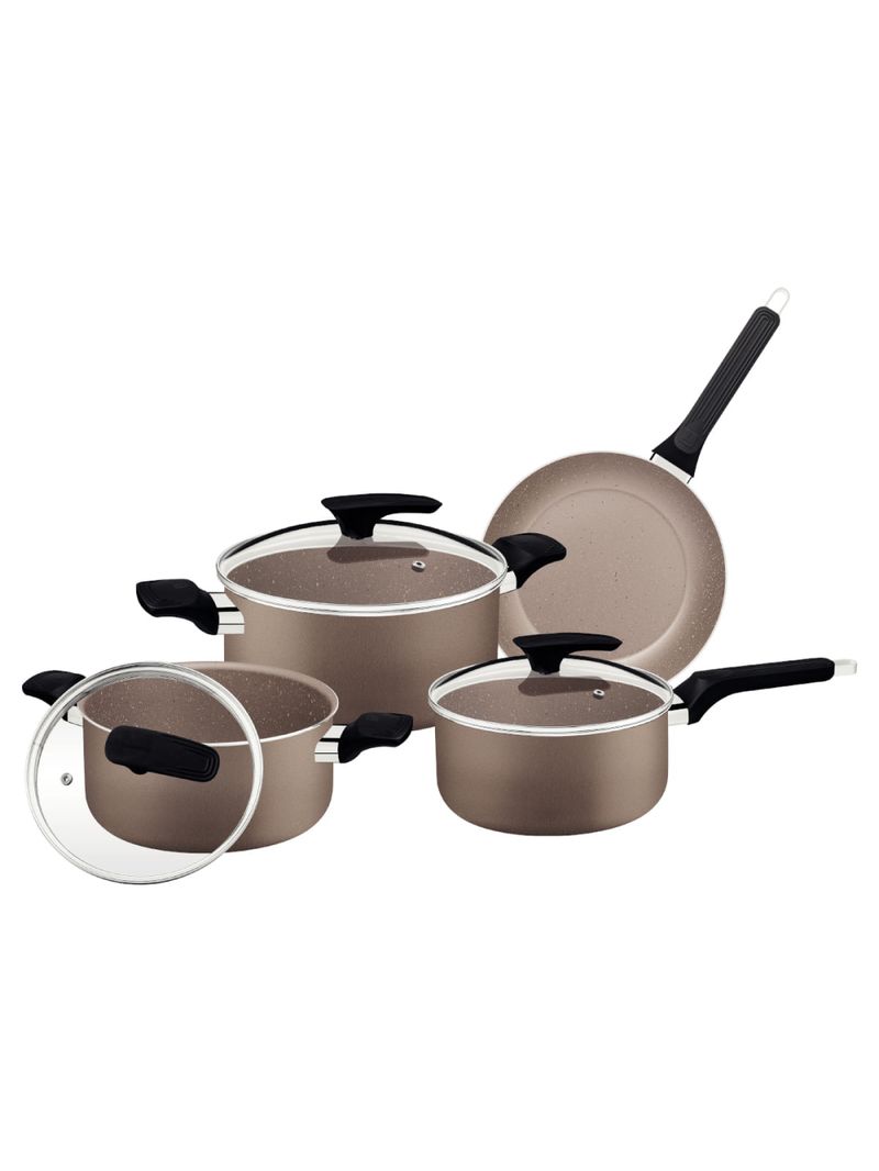 Jogo de Panelas Tramontina Milazzo 4 Peças em Alumínio Antiaderente Starflon Max Amêndoa