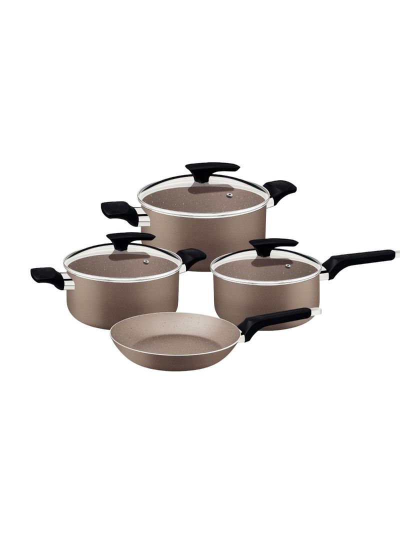 Jogo de Panelas Tramontina Milazzo 4 Peças em Alumínio Antiaderente Starflon Max Amêndoa