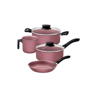 Jogo de Panelas Tramontina Linz 4 Peças em Aluminio Antiaderente Starflon Max Rosa