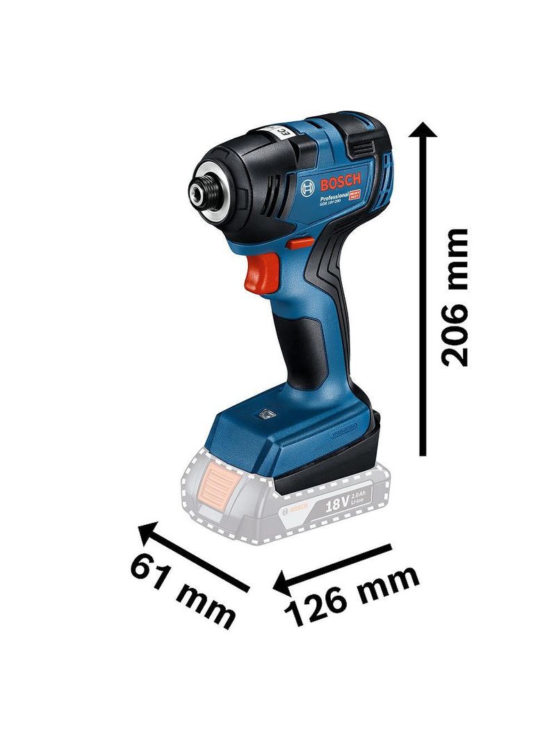 Parafusadeira Furadeira Impacto GSB 185-LI + Chave de Impacto GDR 18V-200, 2 Baterias e Maleta BOSCH