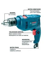 Furadeira de Impacto 1/2 POL 550W GSB550 RE com Reversão e Kit 14 Brocas BOSCH