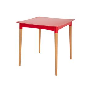 Mesa Tramontina Diana 70 x 70 x 72 cm em Polipropileno Vermelho com Pernas de Madeira