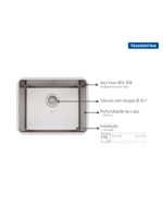 Cuba de Embutir Quadrum 50 Tramontina 50x40x20 cm em Aço Inox Acetinado OUTLET