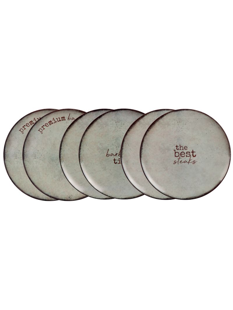 Kit Prato Raso Tramontina Churrasco Rustic em Porcelana 28 cm 6 Peças