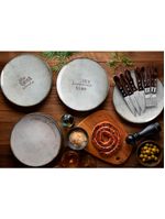 Kit Prato Raso Tramontina Churrasco Rustic em Porcelana 28 cm 6 Peças