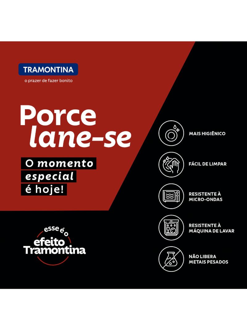 Kit Prato Raso Tramontina Churrasco Stone em Porcelana 28 cm 6 Peças