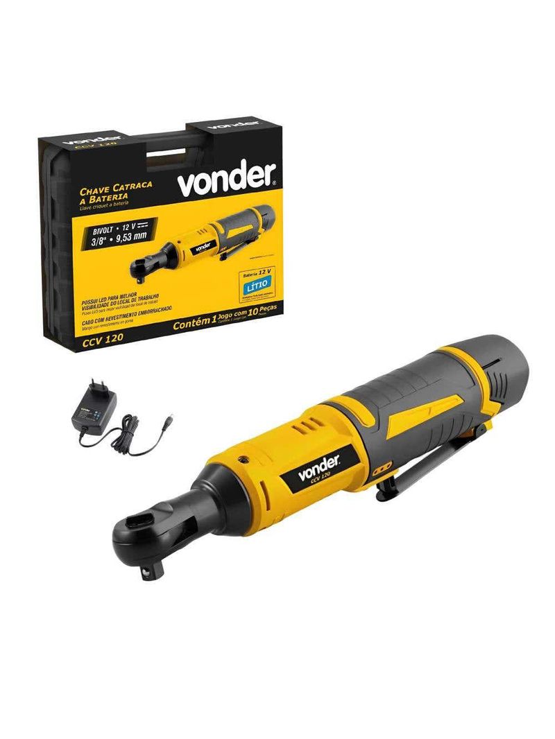 Chave Catraca à Bateria Encaixe 3/8 POL 12V CCV 120 VONDER-Bivolt