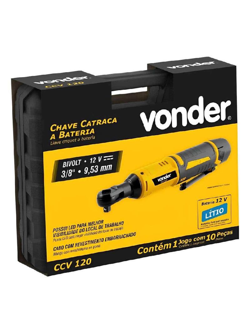 Chave Catraca à Bateria Encaixe 3/8 POL 12V CCV 120 VONDER-Bivolt