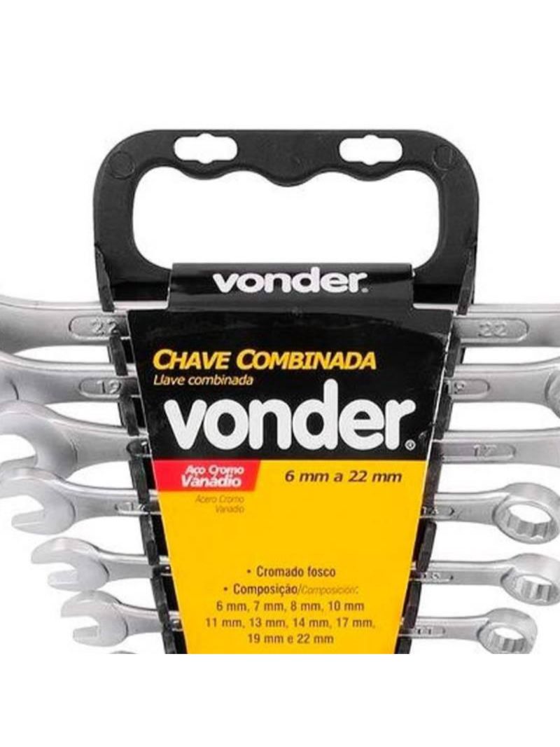 Chave Combinada Jogo de 6 a 22 MM c/ 10 Peças Cromo Vanadium VONDER