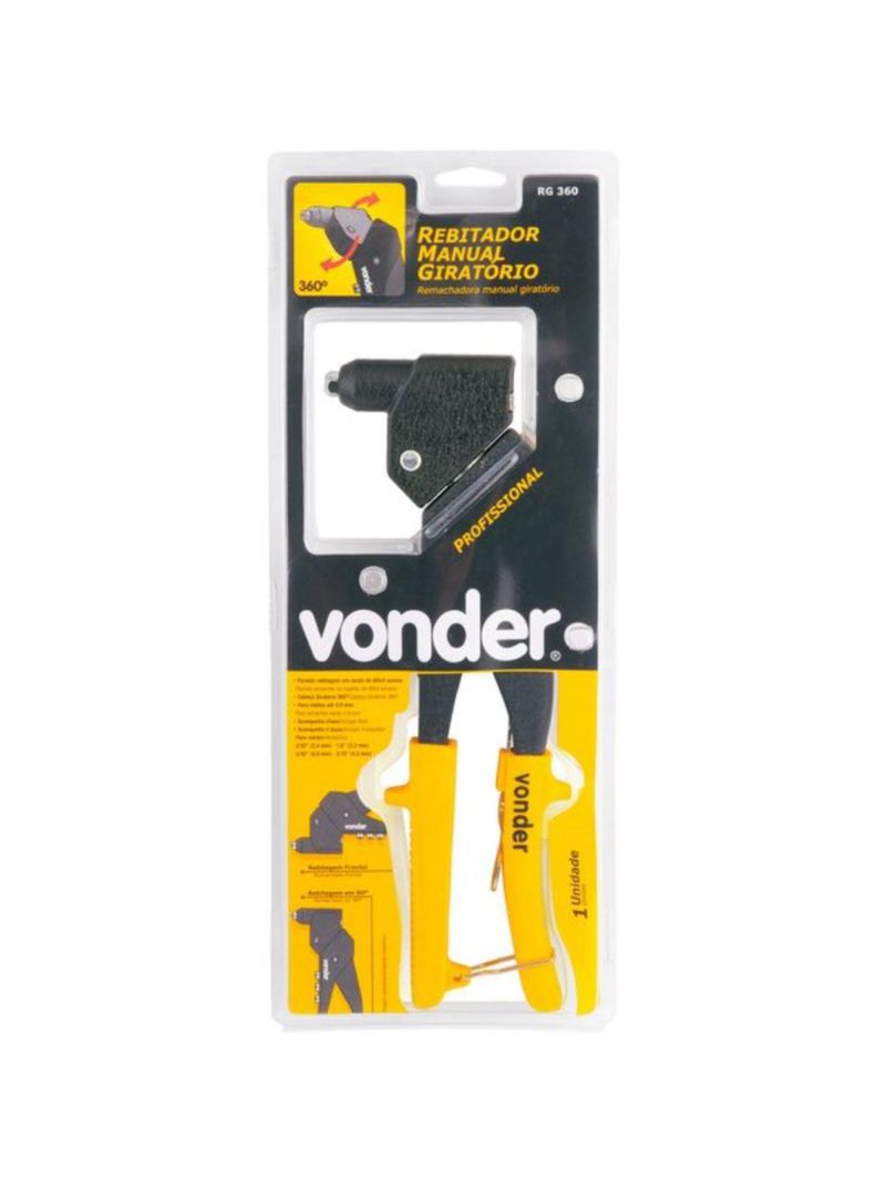 Rebitador POP Manual Cabeça Giratória RG 360 Profissional VONDER