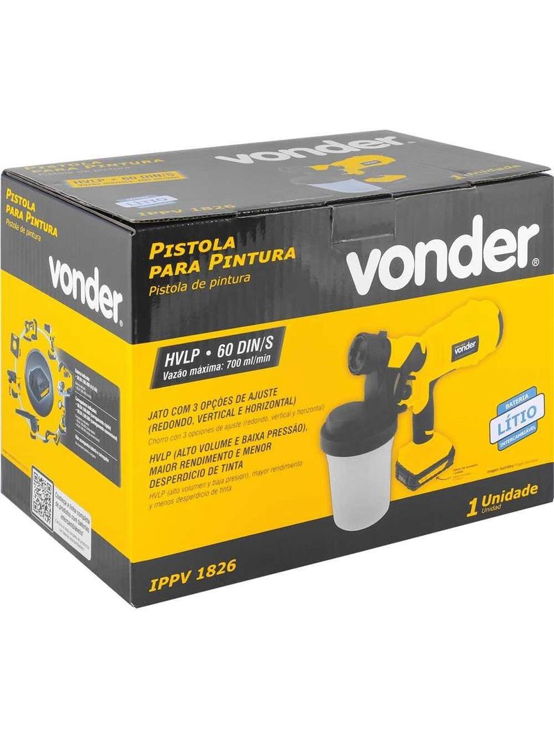 Pistola de Pintura à Bateria 18v sem Bateria e Carregador VONDER