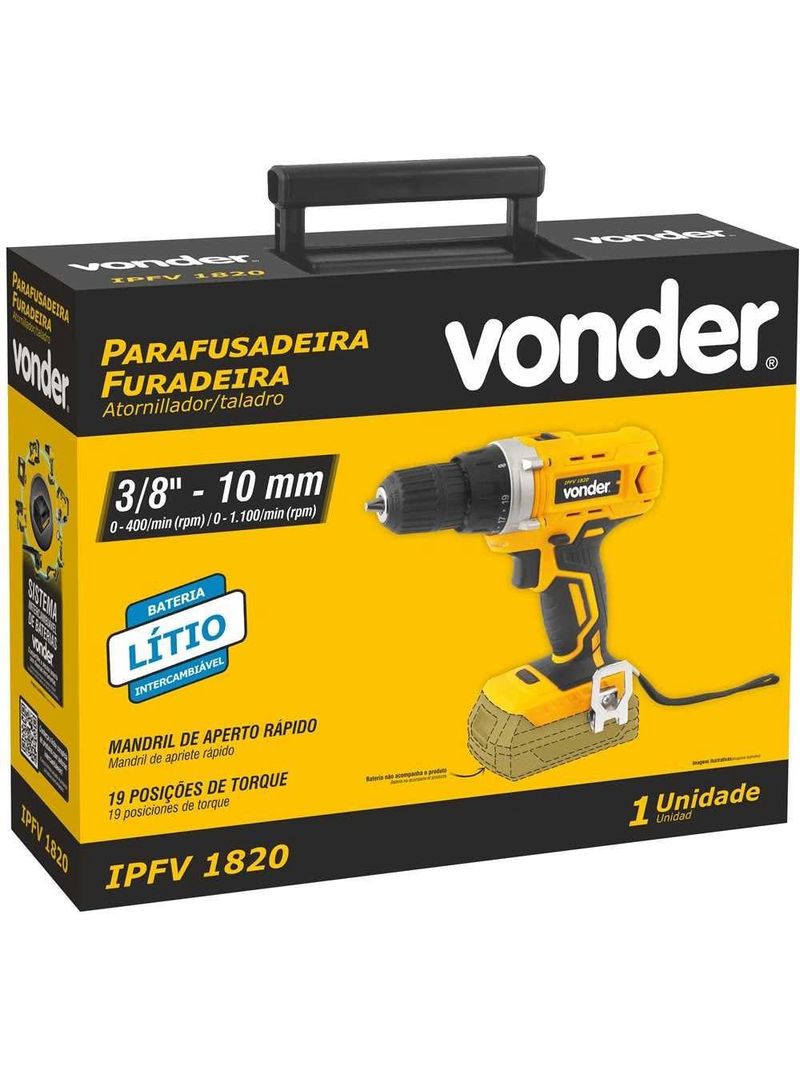 Parafusadeira Furadeira 3/8 POL sem Bateria e Carregador VONDER