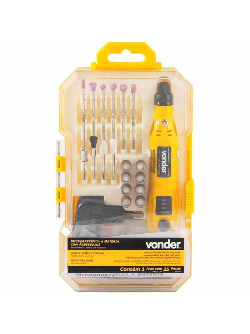 Microrretífica a Bateria Bivolt com 24 Acessórios VONDER-Bivolt