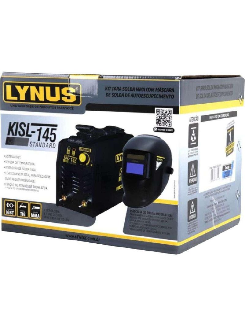 Máquina Solda Inversora 100A 220v Kisl 145 Máscara Solda LYNUS-220V
