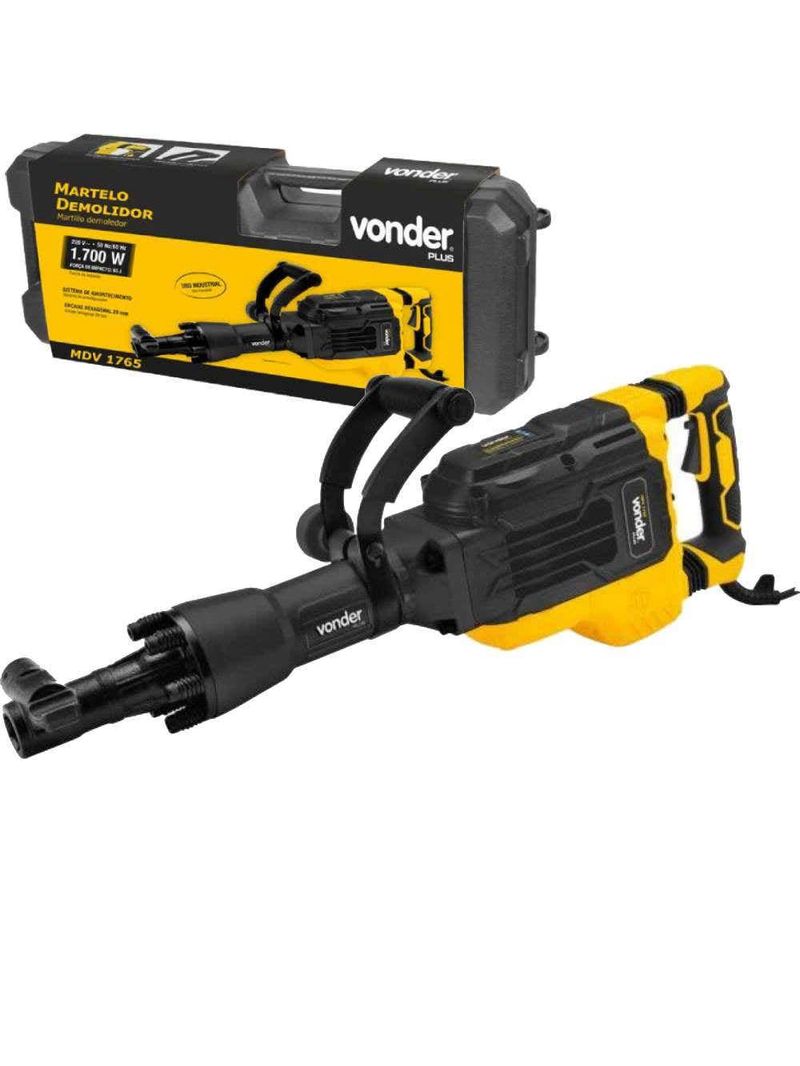 Martelo Demolidor 1700W  com Punho Auxiliar e Maleta MDV 1765 220v VONDER -220V
