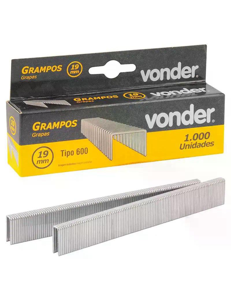 Grampo para Grampeador Pinador 19MM GPE 916 com 1000 Peças VONDER