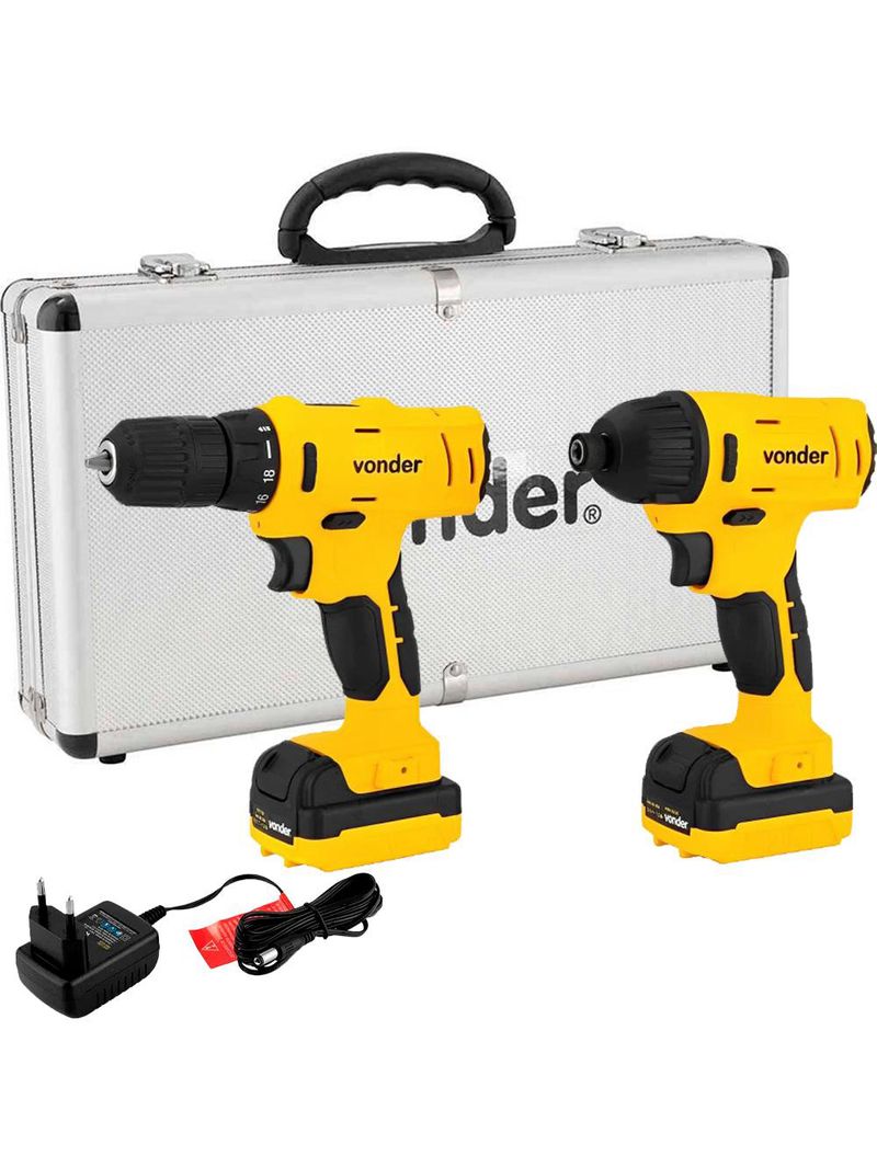 Kit Parafusadeira/Furadeira Impacto 12V Bivolt VONDER-Bivolt
