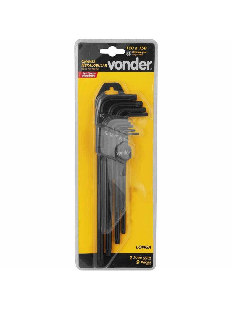 Jogo De Chaves Hexalobular Torx Longas 9 Peças VONDER
