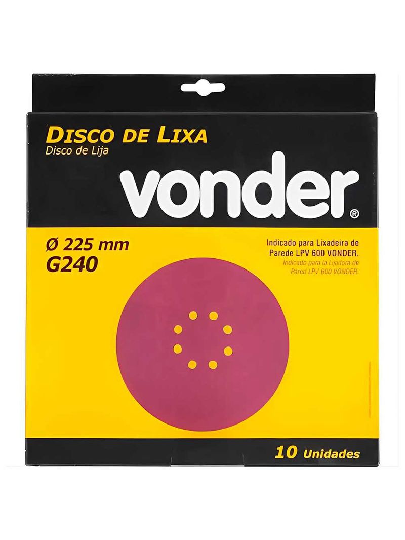 Disco de Lixa para Lixadeira de Teto LPV 60 com 10 Unidades Grão 240 VONDER