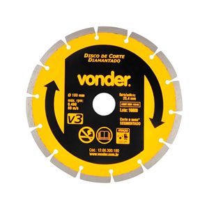 Disco Diamantado Segmentado 7 Pol x 25mm V3 180mm VONDER